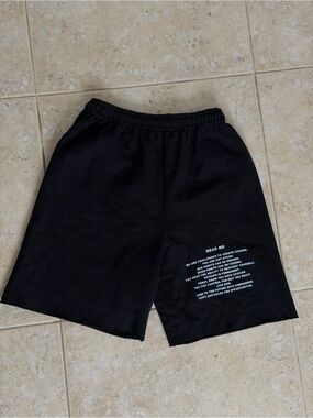 Boys Lie Black Athletic Shorts with White Text Print